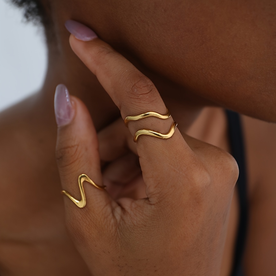 Image of 2pcs Summer Bohemian Retro Adjustable Asymmetric /daily And Party Jewelry/smooth And Comfortable Beautiful Ring/halloween Gift For