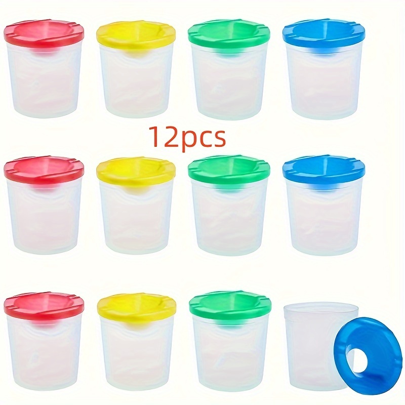 Image of 4pcs/12pcs Painting Washing Cup Art Washing Bucket Watercolor Gouache Nail Art Pen Brush Washing Cup, Random Color