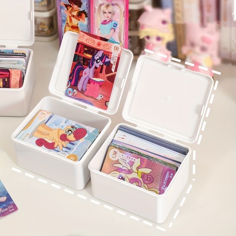 

4pcs Small White Plastic Flip Storage Boxes - Organizer For Cards, Jewelry &