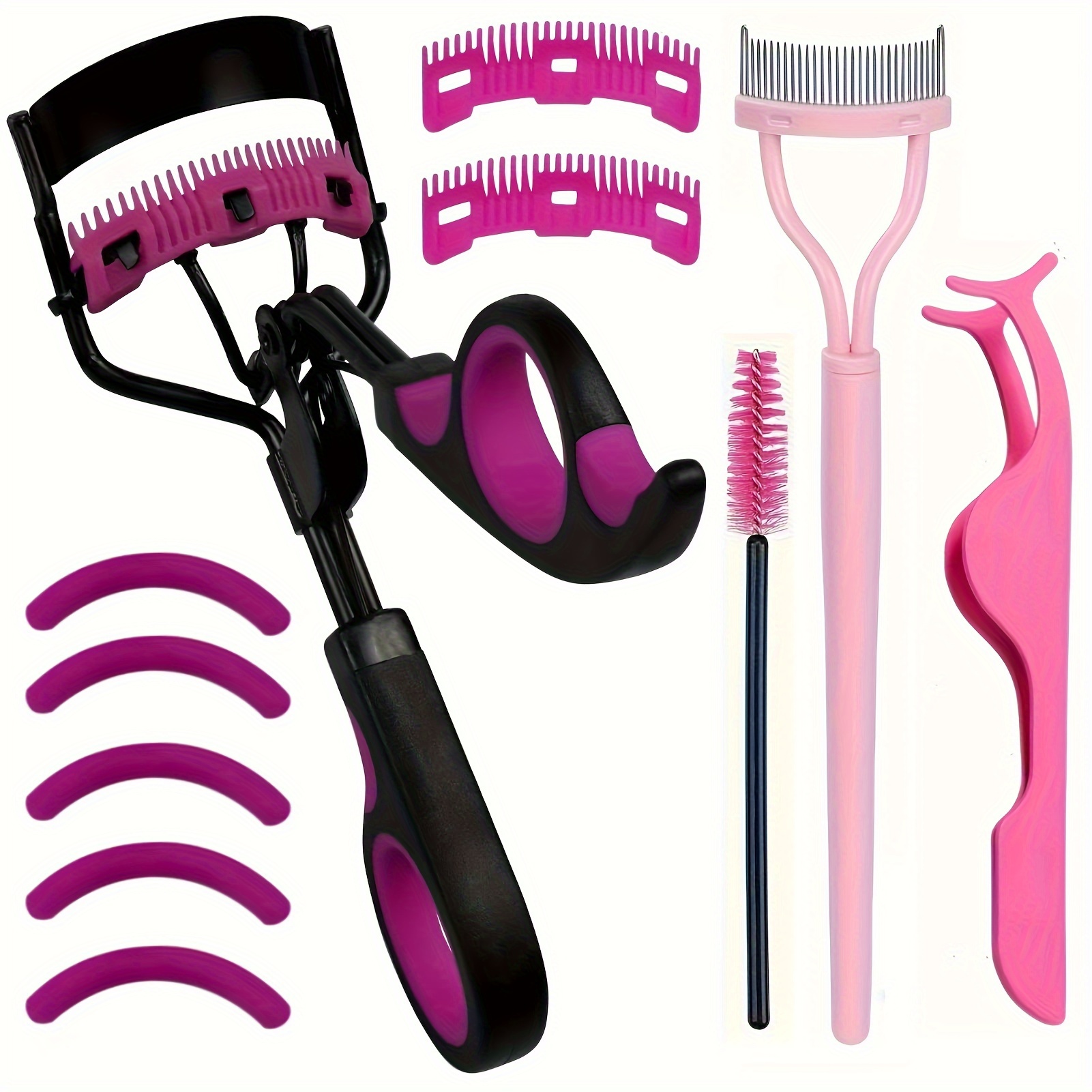 

Professional Eyelash Curler Kit With Comb, Tweezers & Silicone Pads - Lash Extensions & Grooming, Fragrance-free