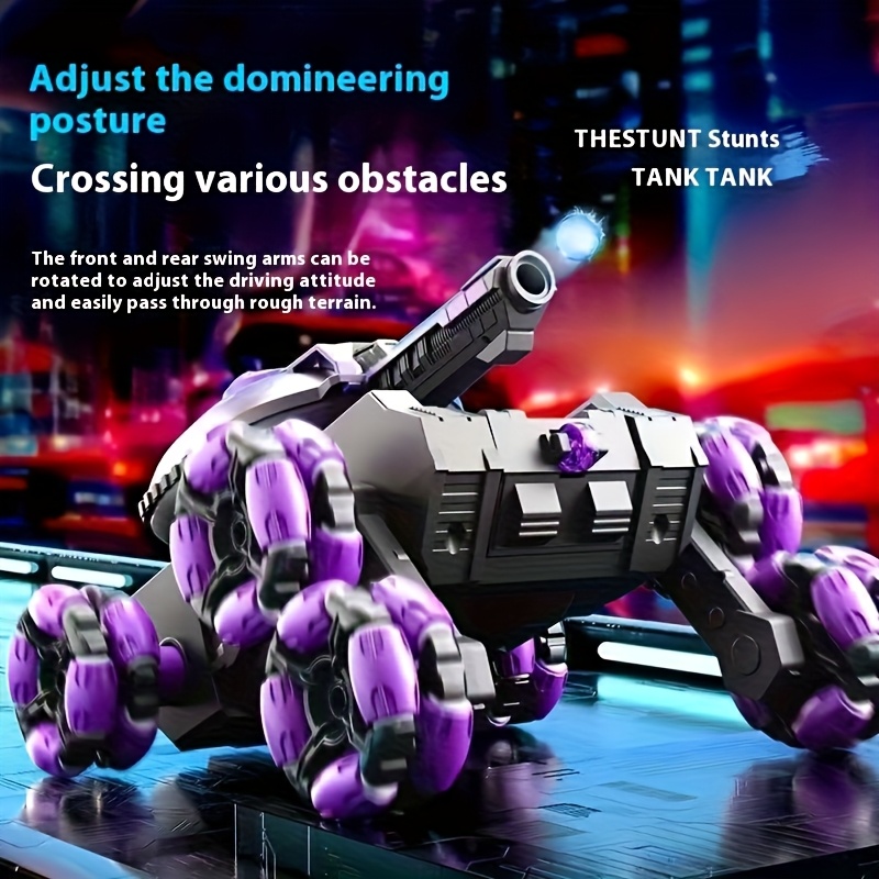 6-wheel Drive Upgraded Stunt Tank, Tank Model, Intelligent Fun Version Of Super Large Off-road Vehicle, Toy Tank, Intelligent Off-road Toy Car Model, Climbing Toy Car, Realistic Tank Toy, Fun And Interesting Holiday Gift