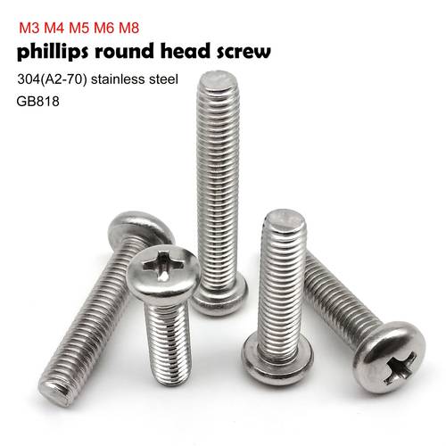 m4 m5 m6 m8 phillips head screw cross recessed head a2 70 304 stainless steel gb818