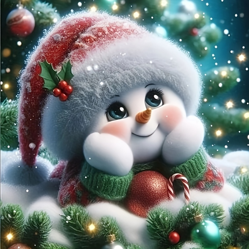 

Festive Cartoon Snowman Diamond Painting Kit - 40cm/13.78in X 13.78in Diy Wall Art, Acrylic (pmma) Material