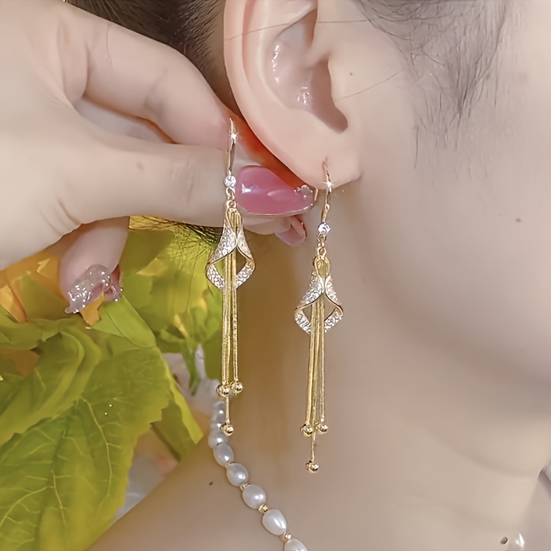 2pcs hypoallergenic nature geometric long tassel earrings simple personality womens new high end   earrings are ideal for valentines day gifts mothers day gifts   Product details 2