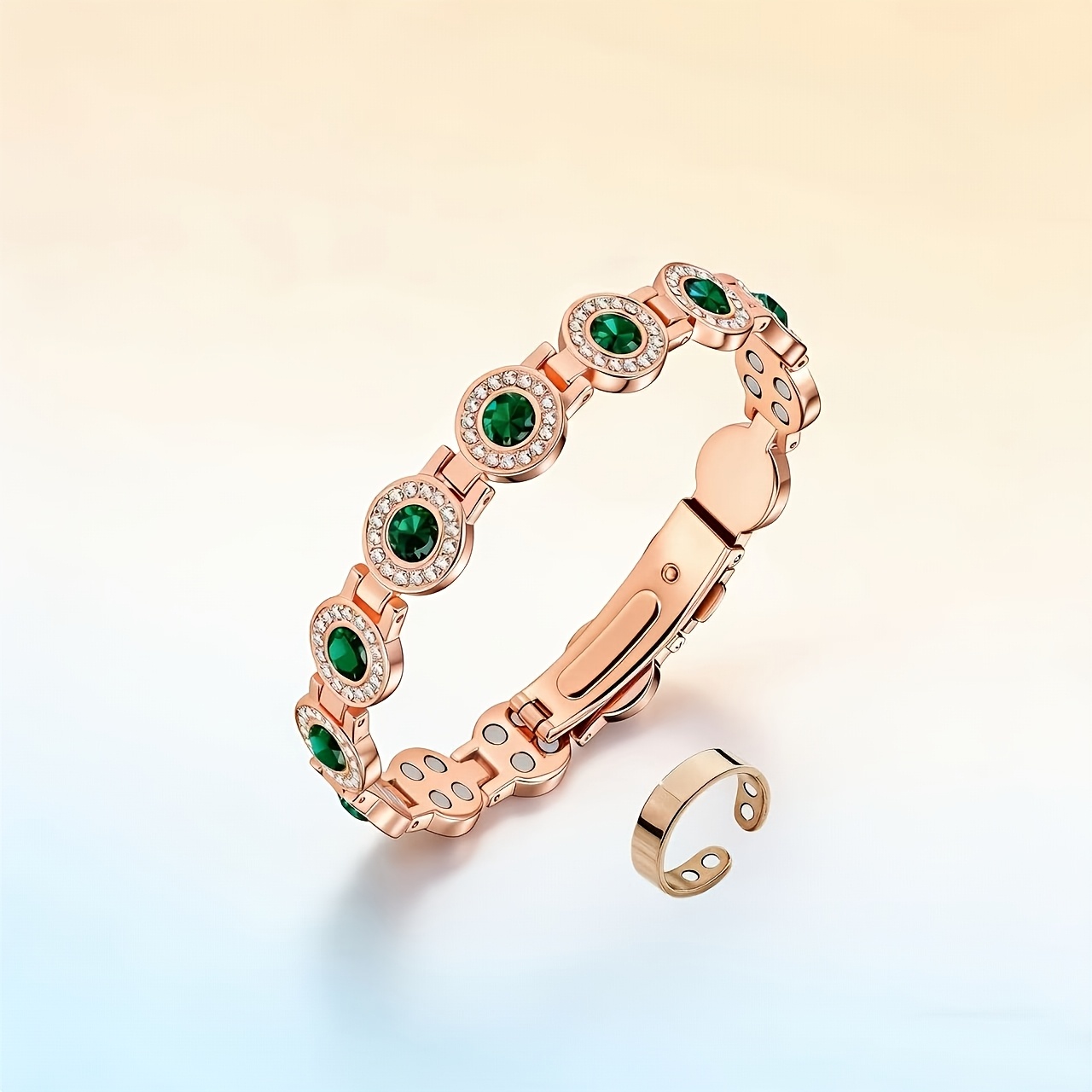 TEMU 2pcs Women's 4x Strength Magnetic Copper Bracelet - Upgraded 3800 Magnet - Adjustable Length With Safety Clasp - High-quality Multi- Cut