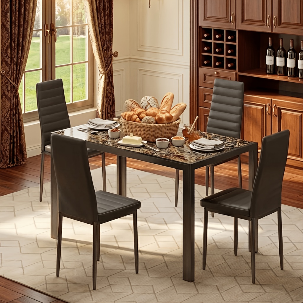 Asofer Glass Top Dining Set, 5pcs Glass Dining Tab...