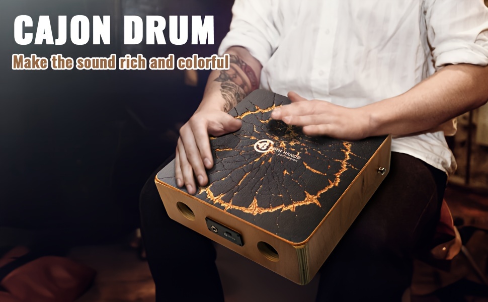 Portable Cajon Drum For Travel, Compact Wooden Percussion Box, Lightweight Electric Box Drum Cajon Tunable Plug-in Pickup