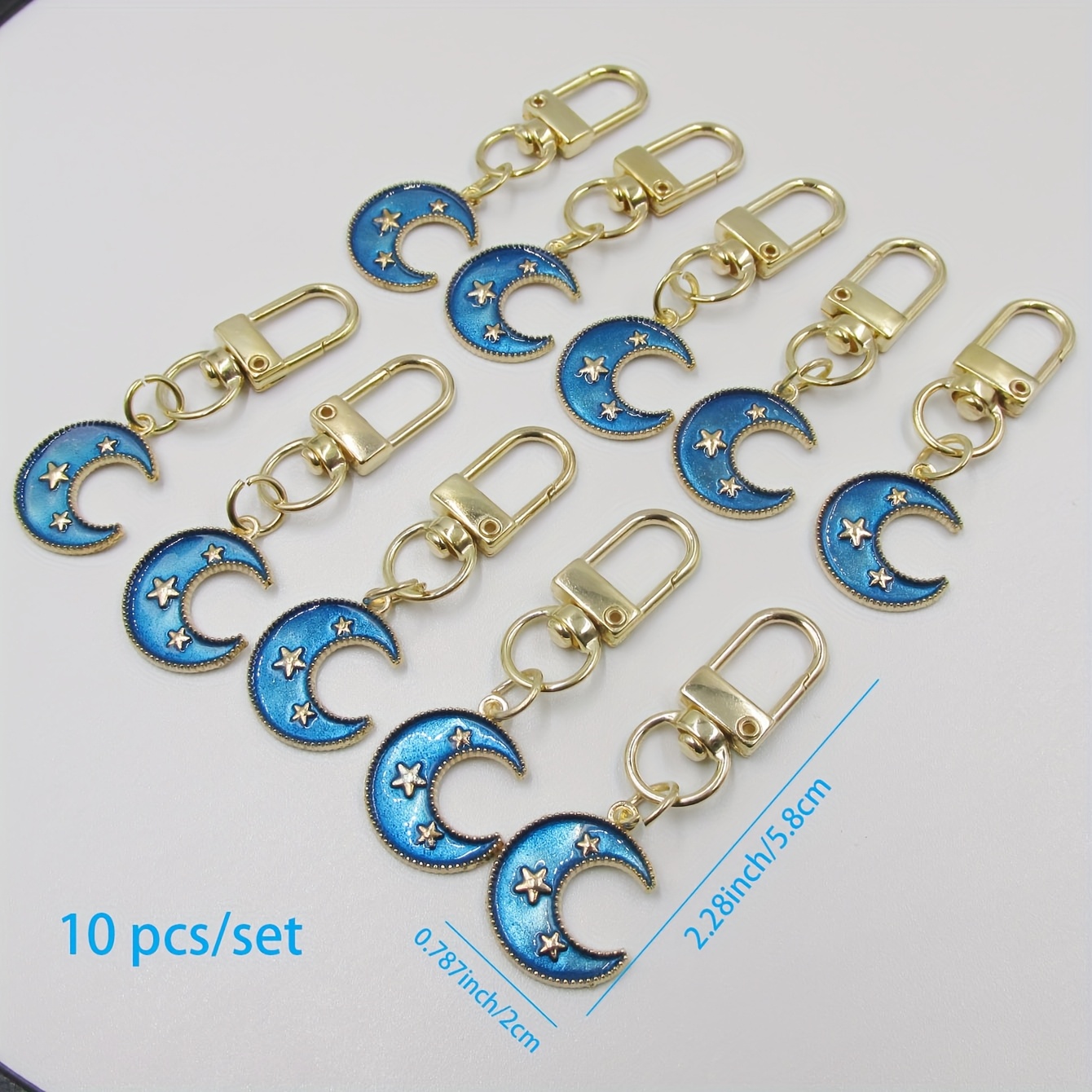 Image of 10pcs Star And Moon Keychain Set In , Perfect For Handbag Charms, Car Key Accessories, Backpack Decorations, Ideal For Daily Use Or Parties, A Great Gift For S' Birthdays