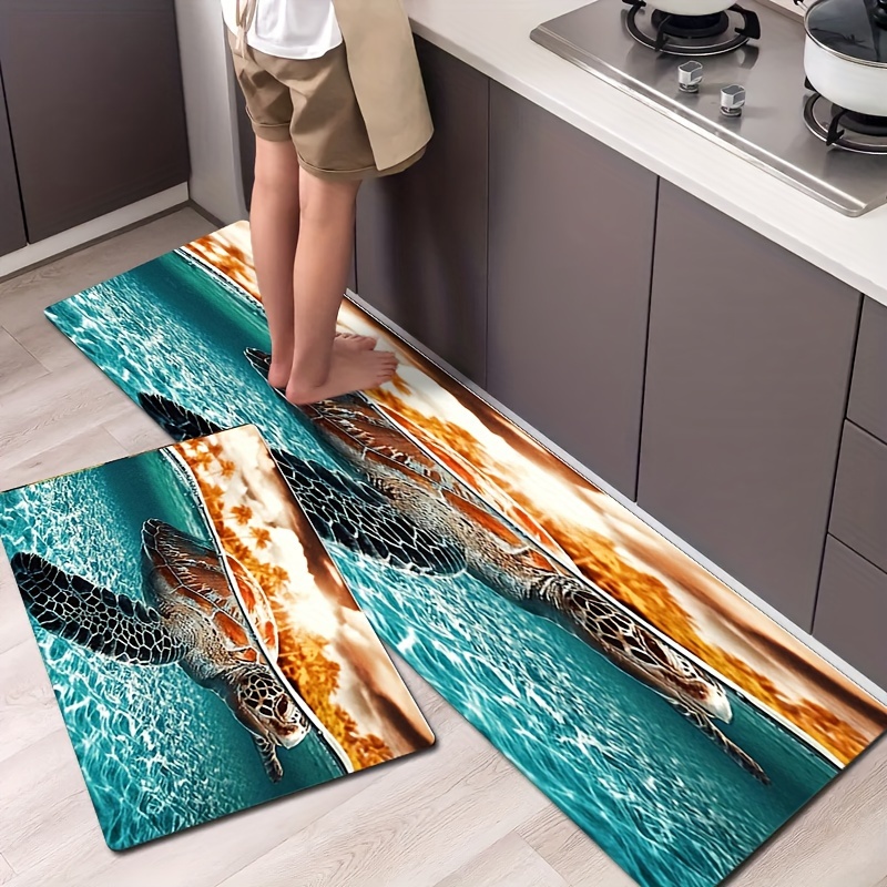 flannel 3d printed home kitchen floor mat rectangle low pile