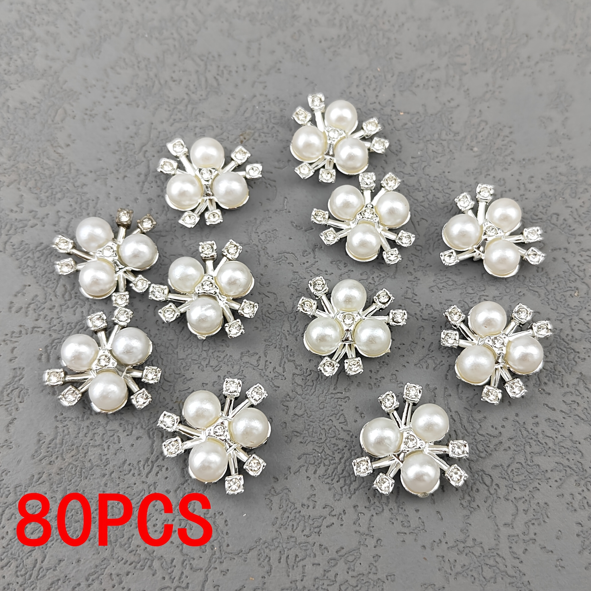 Image of 80pcs Fashionable And Elegant Acrylic Flower Plate Beads With Clips, Suitable For Diy Hair Accessories, Clothing Decoration, Gift Packaging, And Jewelry Making Kit