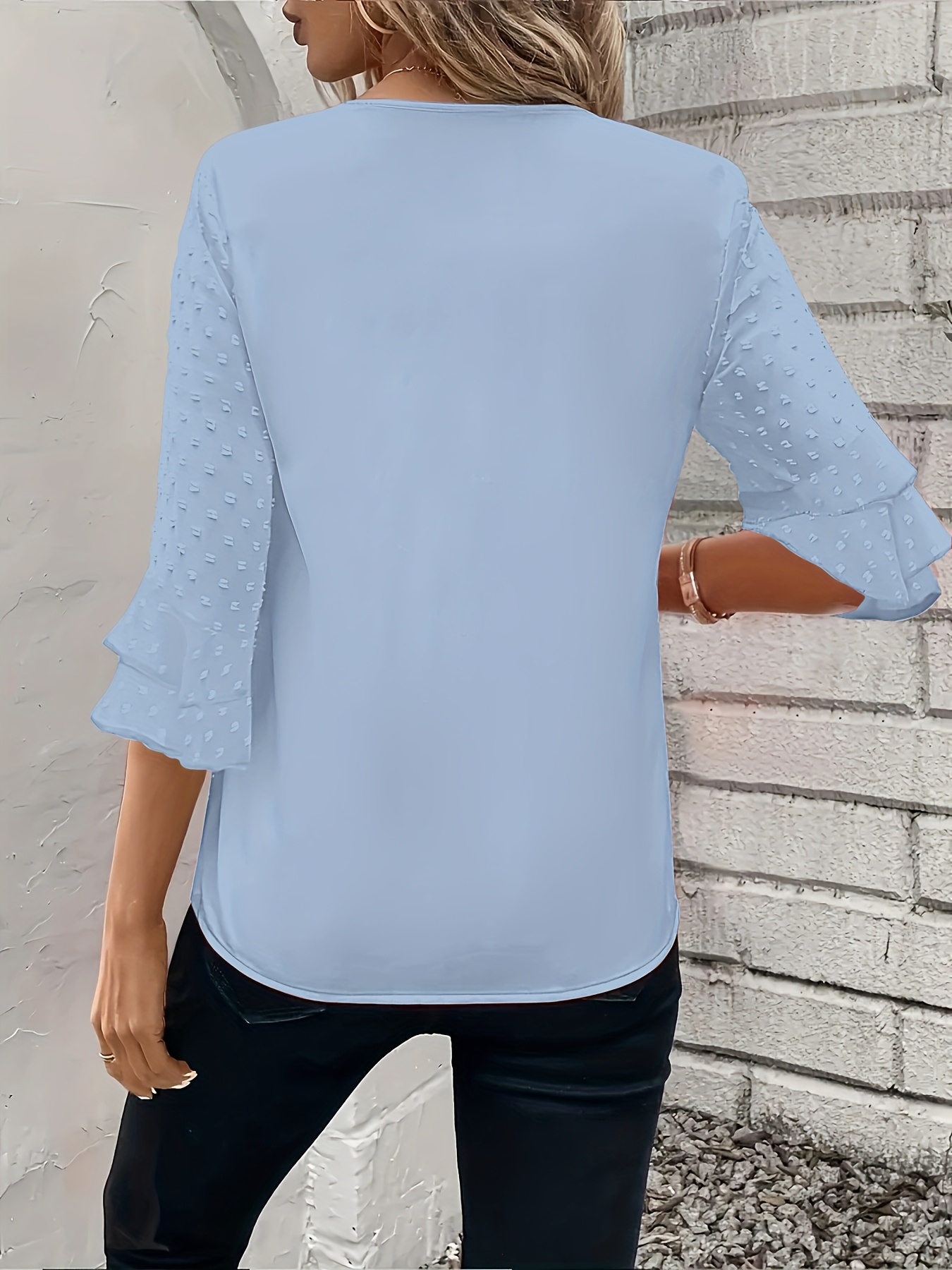 HUIFUAO - Top da donna con maniche a 3/4, taglie forti, a righe, scollo a V, maglietta estiva elegante e leggera, camicetta da lavoro quotidiano, A02 Rosa, S