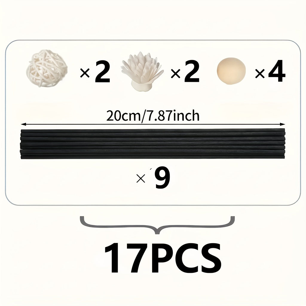 Image of Diffuser Set With Rattan Balls, Scented Sticks, Floral Beads - Perfect Suitable For Home Decor, Dining Room Ambiance, Wedding, And Party Decoration