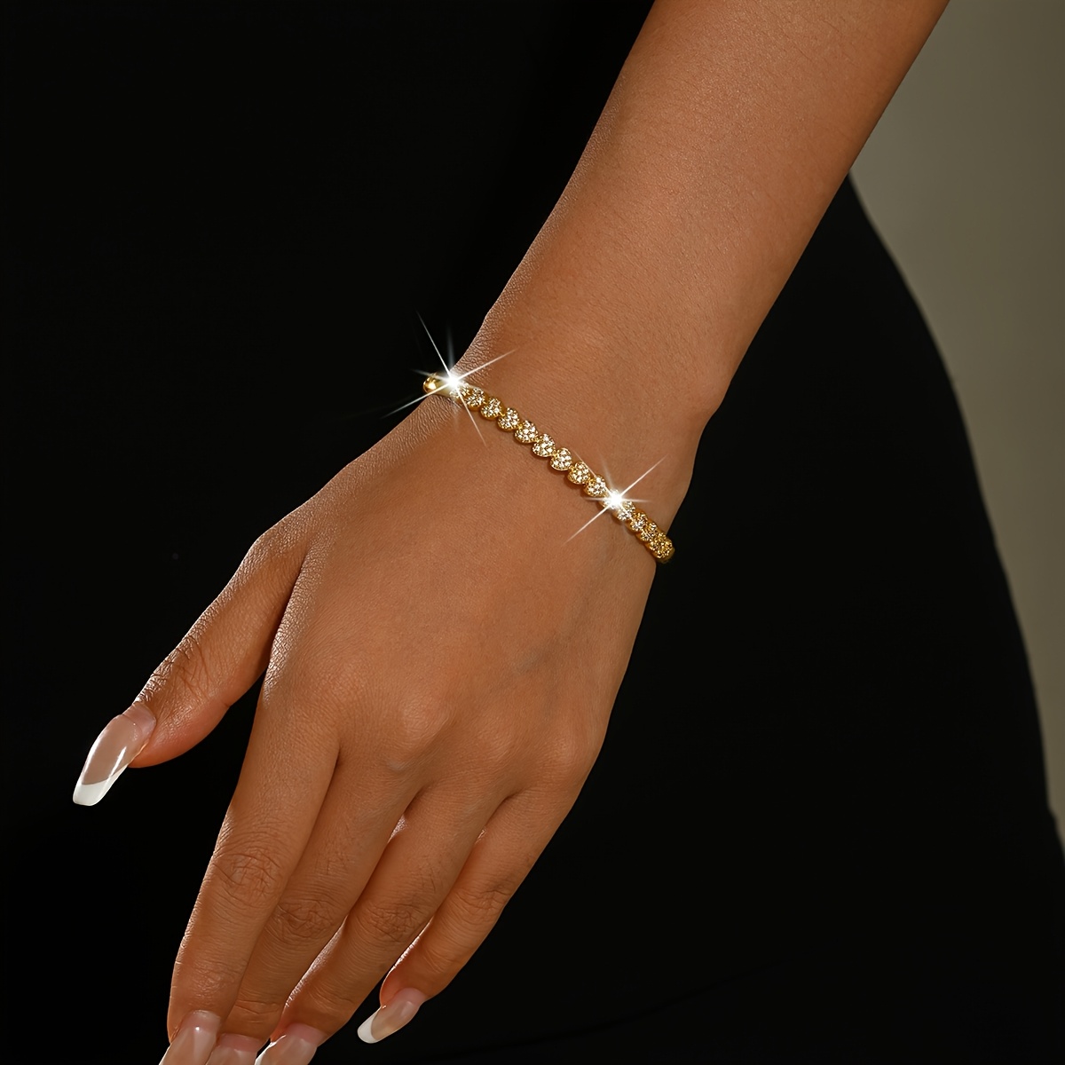 Women's Romantic French Heart Bracelet, Exquisite Pave Design