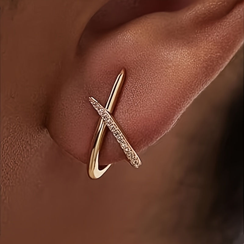TEMU Un par de aretes de botón con incrustaciones de cobre y circonita sintética para mujer, aretes elegantes y gráciles adecuados para fiestas ,