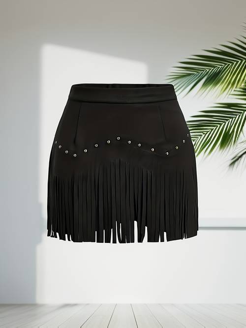 womens solid color rivet tassel