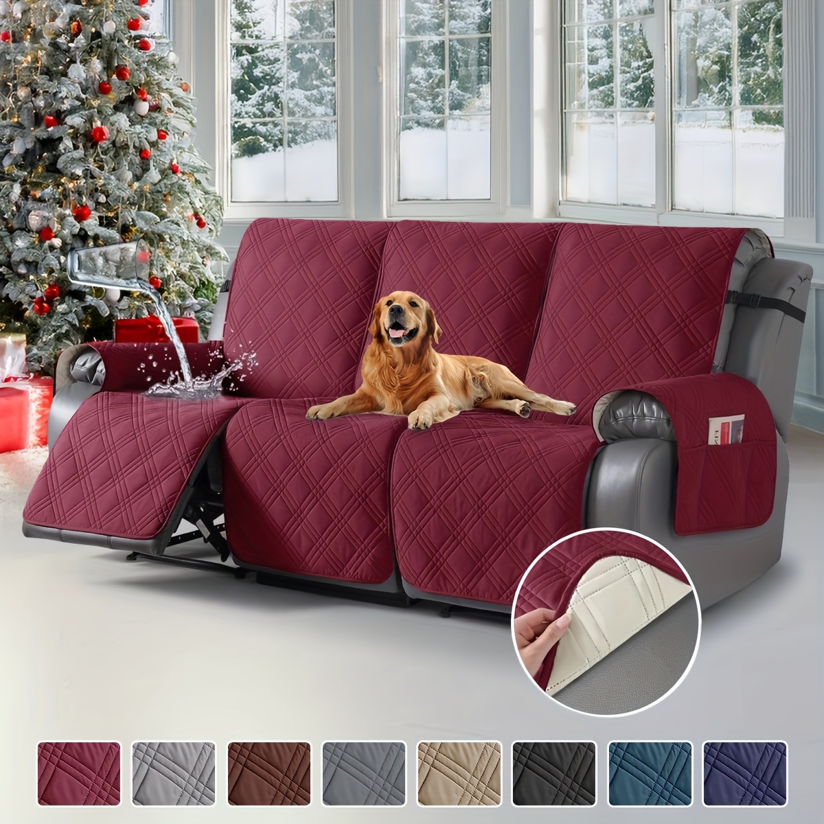 

Waterproof Modern Sofa Cover With Integrated Recliner Slipcovers - Pet-friendly, Dust-proof, Machine Washable For Living Room, Office, And Home Decor