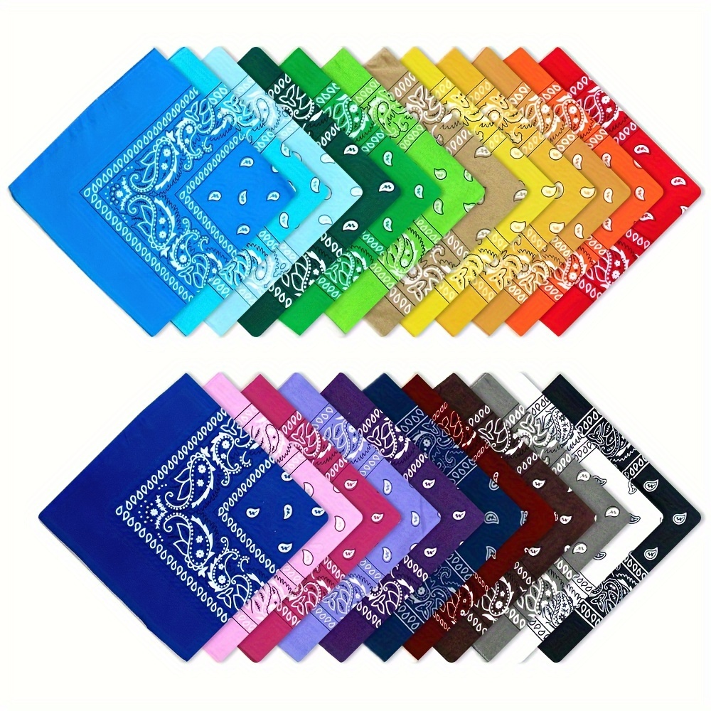 

16pcs/2pcs Paisley Bandanas Cowboy Bandana Handkerchiefs Head Wrap Scarf, Assorted 16/2 Colors