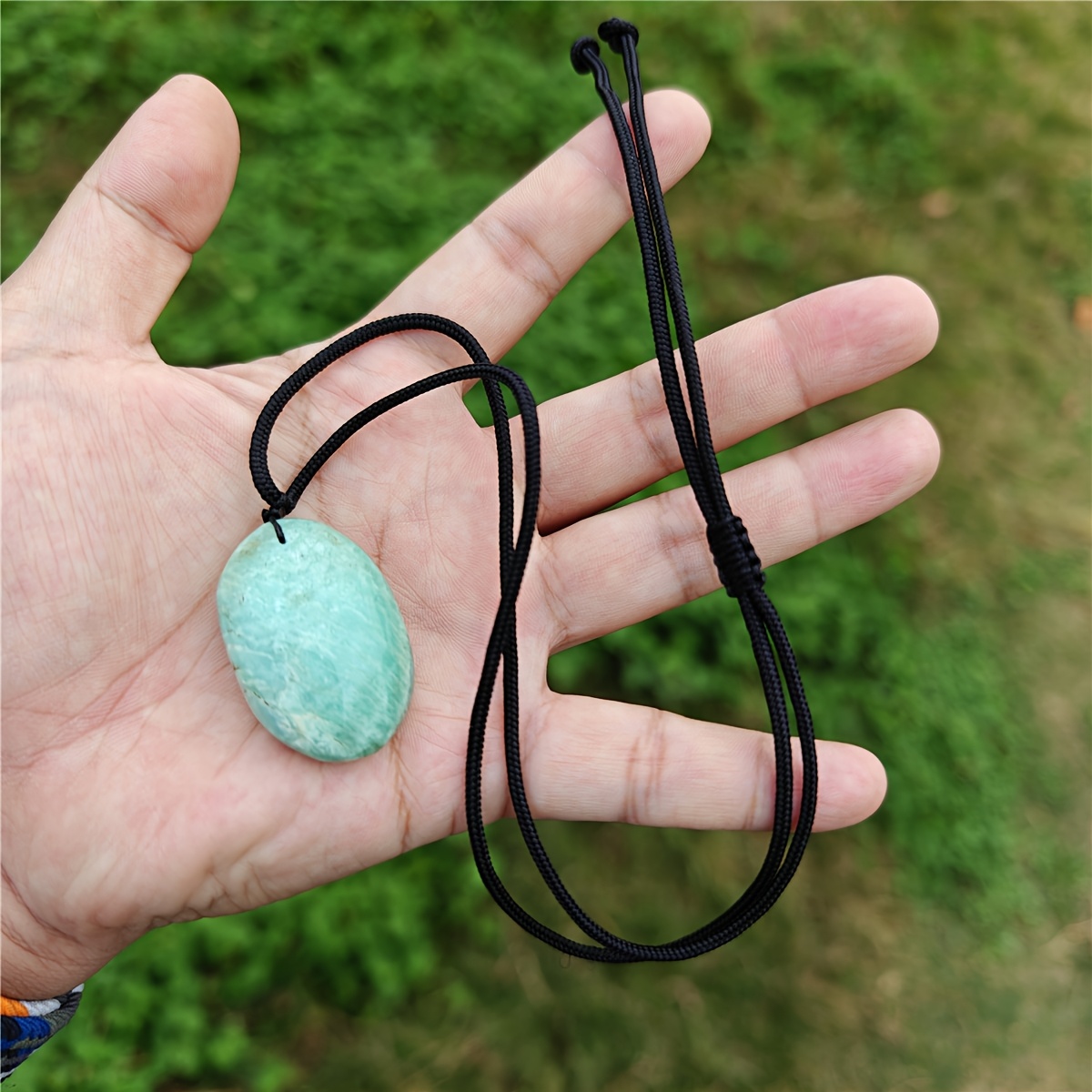 Image of 1pc Natural Amazonite Pendant Necklace - Mineral Specimen, Natural For , Unisex For Casual Attire Or Holiday Gift