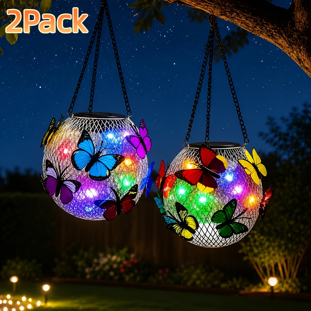 Temu – TEMU 2pack Solar Lanterns Outdoor, Birthday Gifts For Women Mom Grandma, Hanging Lanterns For Yard Backyard Porch Garden Decor (colorful/warm)