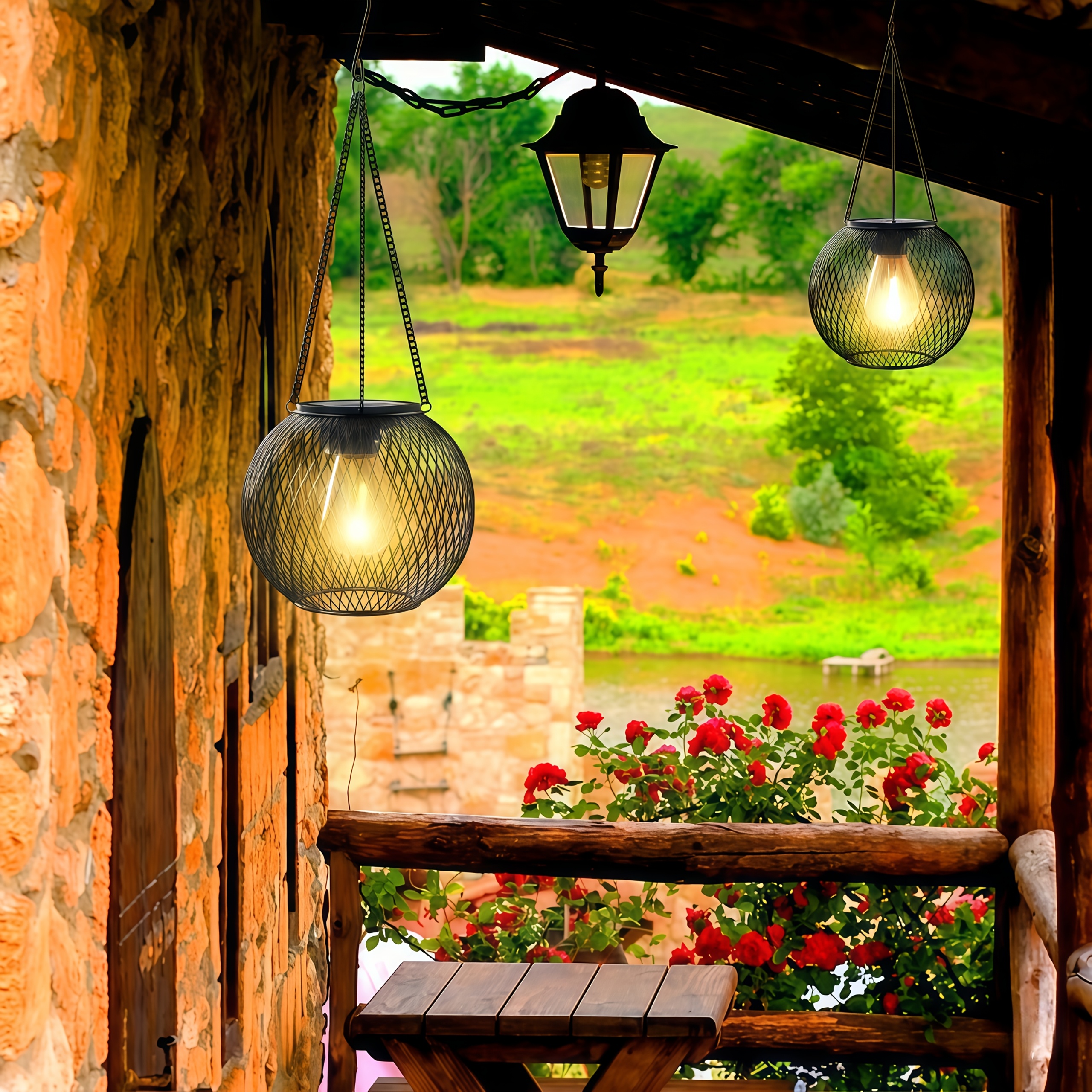 2er-Set Solarleuchten Außen Hängend – Weiße Solarlampen Mit Warmweiß-LED, Deko Für Garten, Terrasse & Balkon