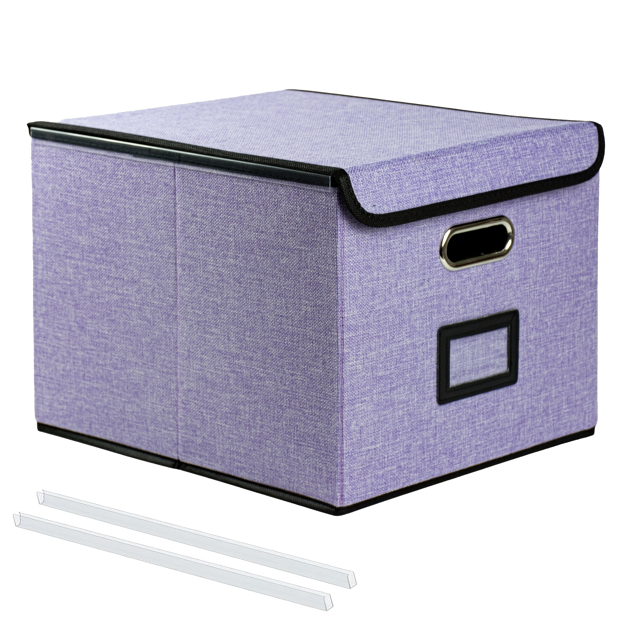 TEMU Boîte de Rangement à Couvercle Rabattable, Organisateur de Documents en Plastique Format Lettre et Légal, Boîte de Stockage Portable et Pliable