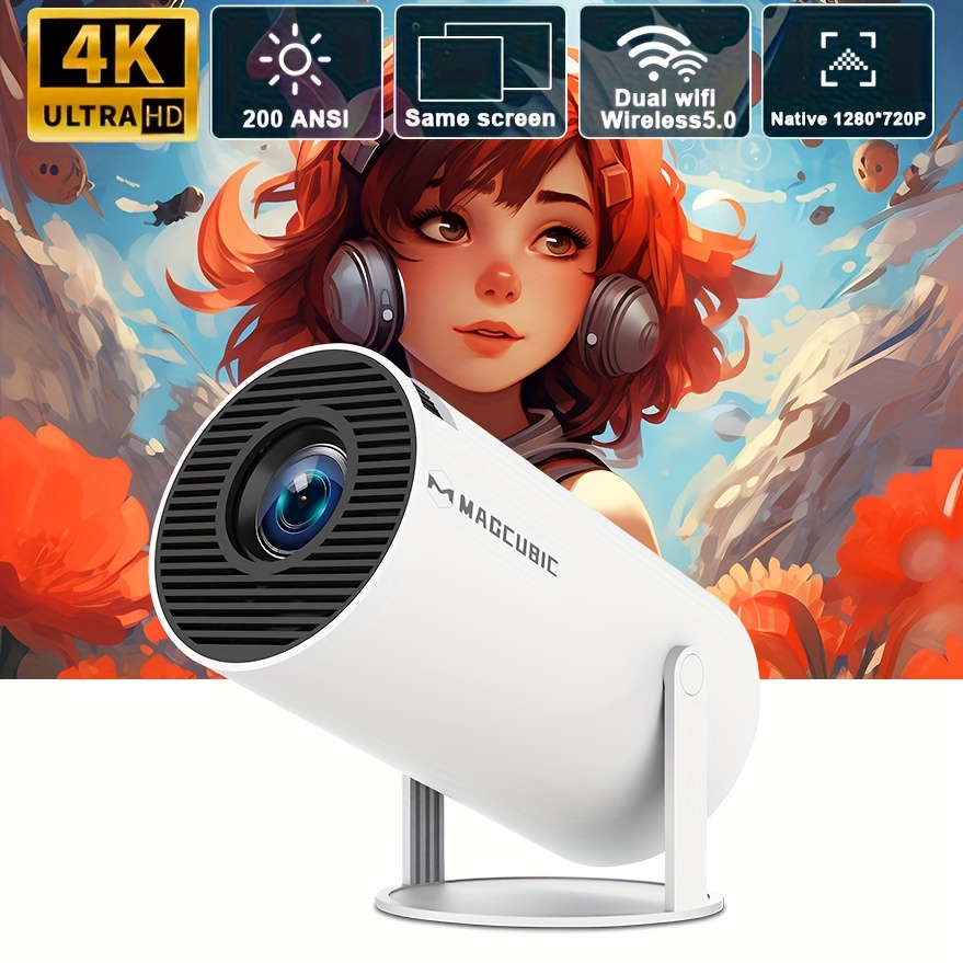  support 4k projector dual wifi same screen hy300 us plug hi chip a3100 200ansi 1280 720p dual wifi home theater outdoor portable details 0