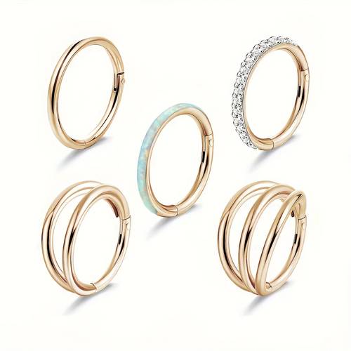 5 stück 16g stahl- ringe für frauen, cz clicker-scharnier- -septum-ring lippe- - -ohrschmuck-fußring-ohrring-konchenschale-körperschmuck