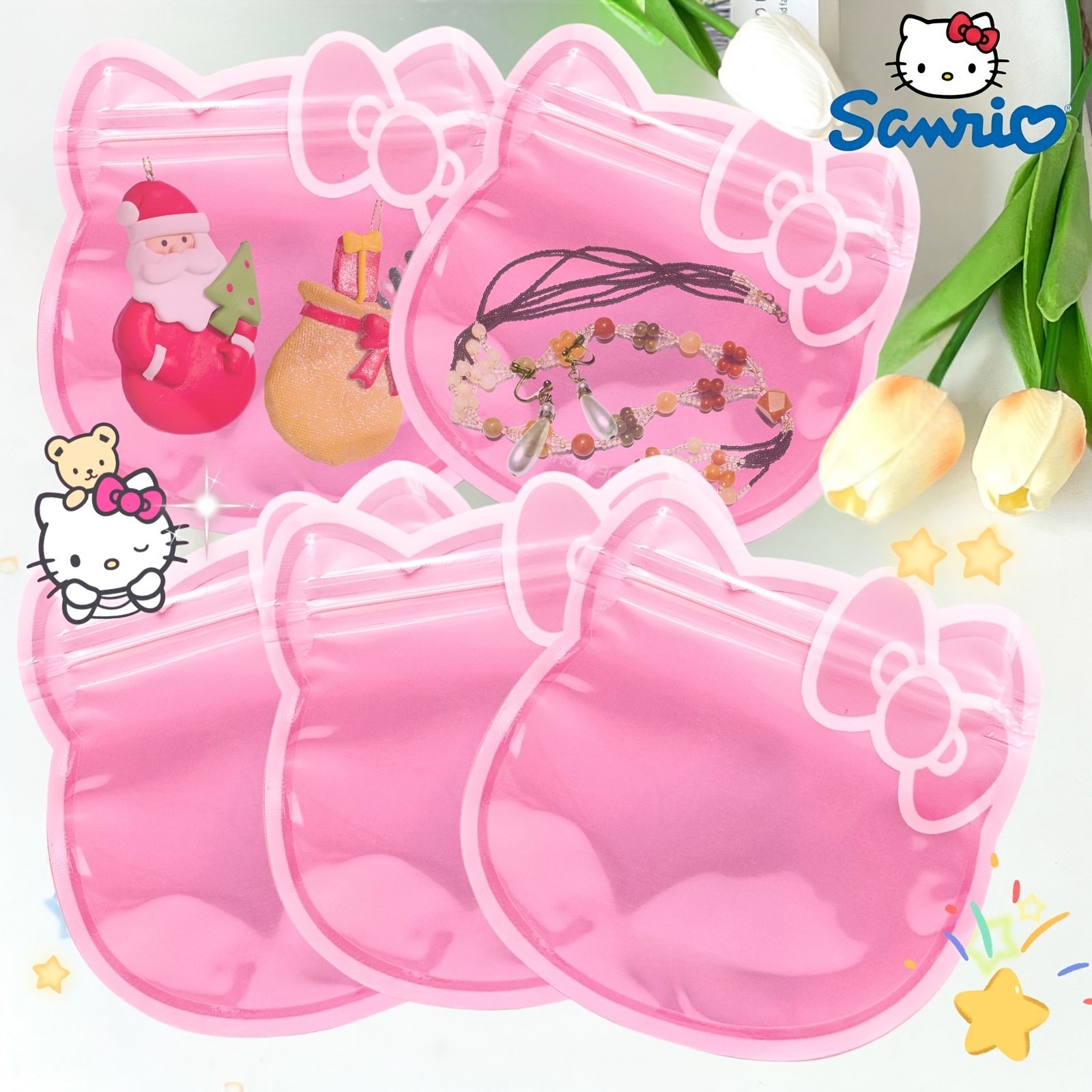 

Hello Kitty Self-sealing Gift Bag Cartoon Cute Gift Bag Multi- Suitable For Storing Candies And Diy Crafts Packaging Fashionable And Travel And Daily Use