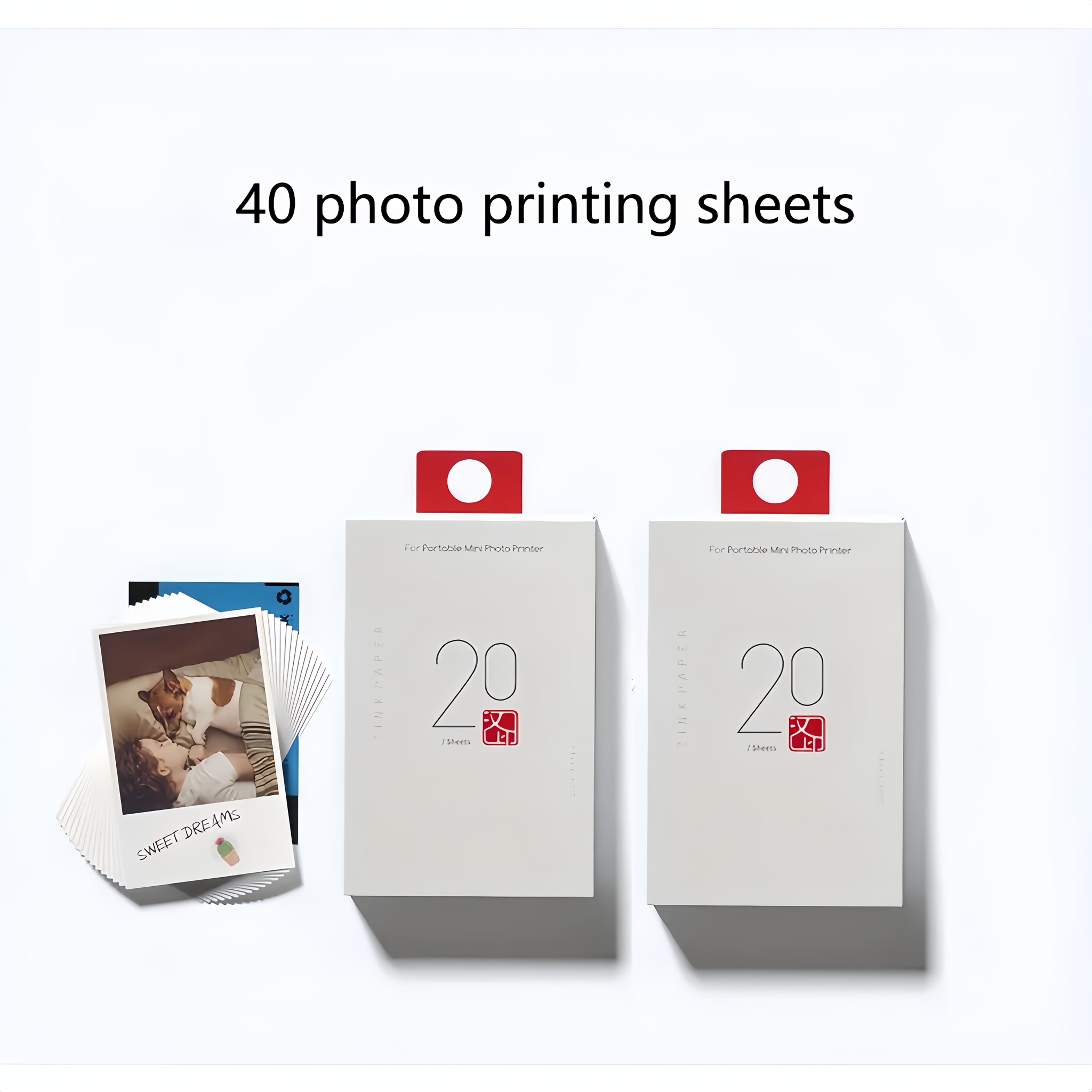 Hprt Mt53 Mini Printer Photo Paper, 2x3 Inch Adhesive-backed, Zink Photo Paper For , In Packs Of 20 And 40 Sheets