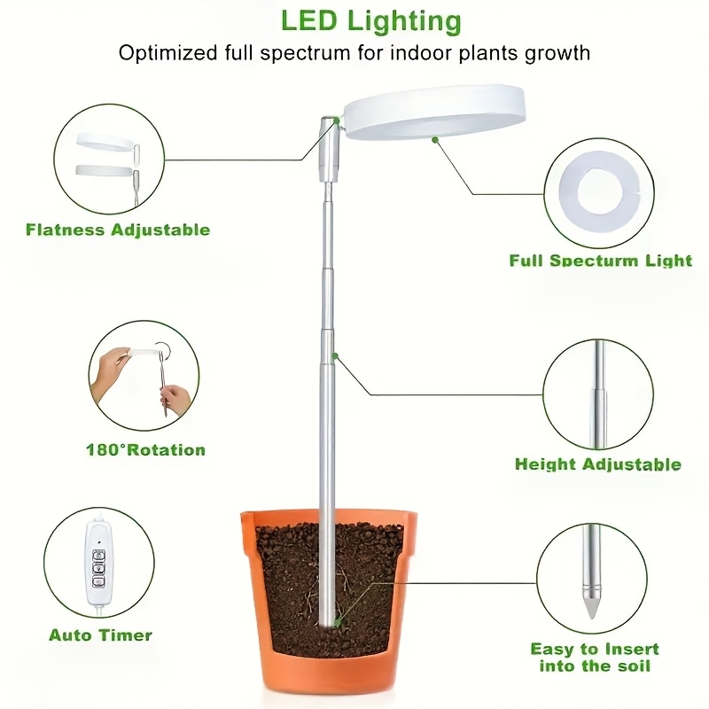 led   light suitable for indoor plant height adjustable growth lights with automatic on off timer 4 8h dimming brightness very suitable for small plant   1