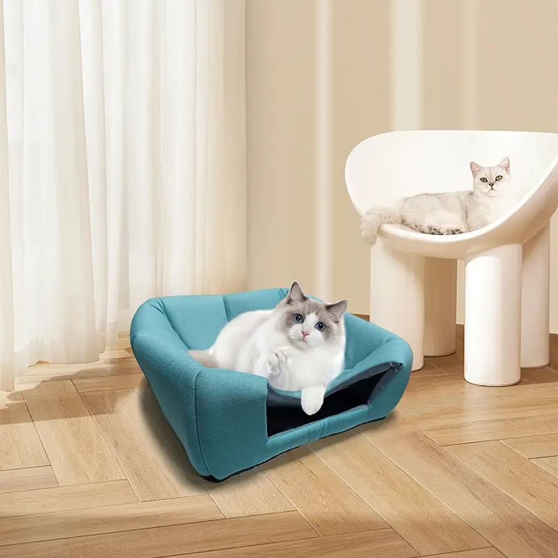 cozy cat cave bed for indoor cats soft removable washable cushioned pillow no assembly needed cat tent house for small medium pets pet bed furniture Product details 3