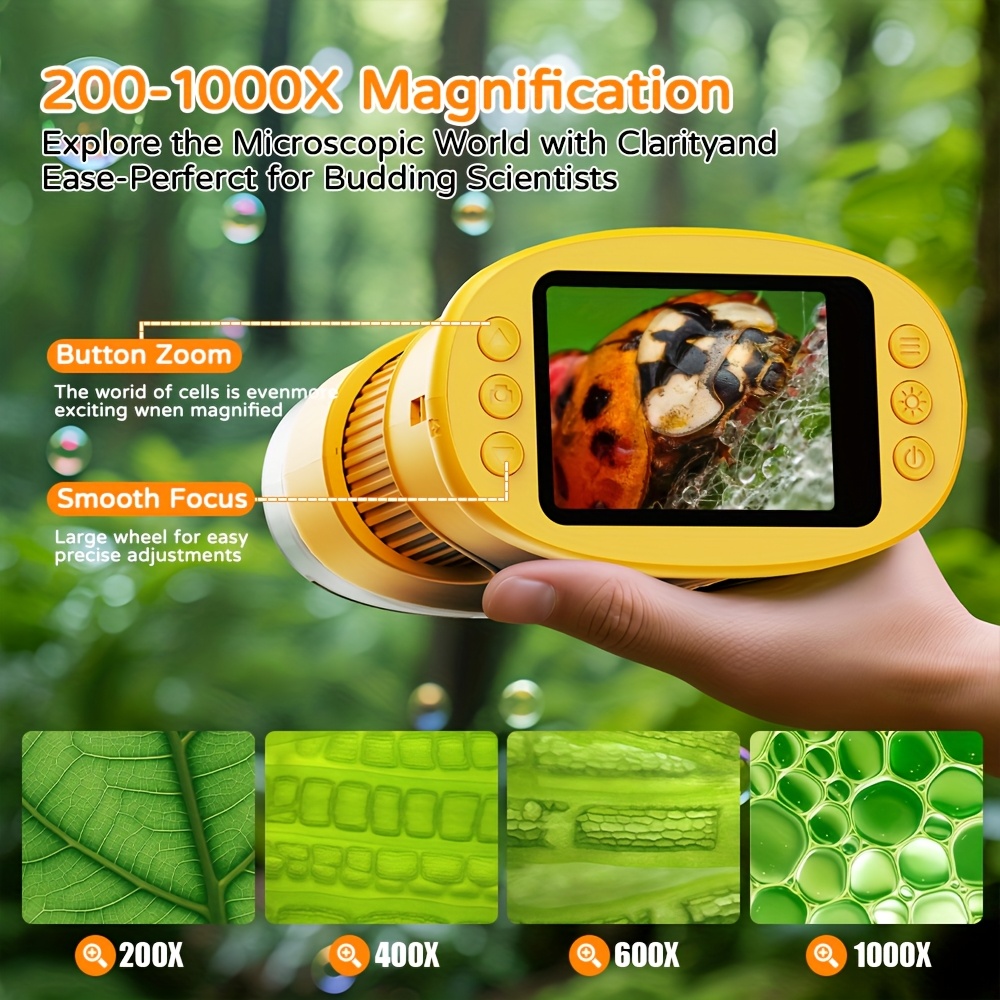  usb显微镜，便携式迷你儿童显微镜，1080p 高清屏幕，1000倍手持式数码显微镜，兼容 pc，科学教育趣味玩具，开学季、生日、圣诞礼物 商品详情 2
