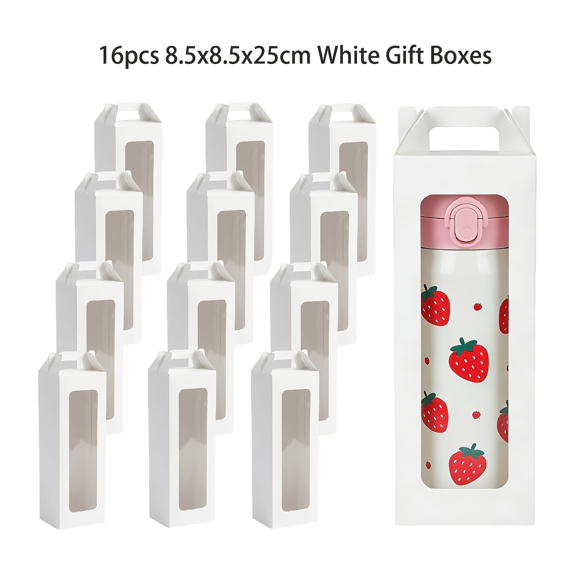 TEMU Paquete de 16 cajas de regalo blancas con ventana, cajas de regalo de con cierre a presión para vasos de 18 oz, 20 oz, 30 oz de , cajas de