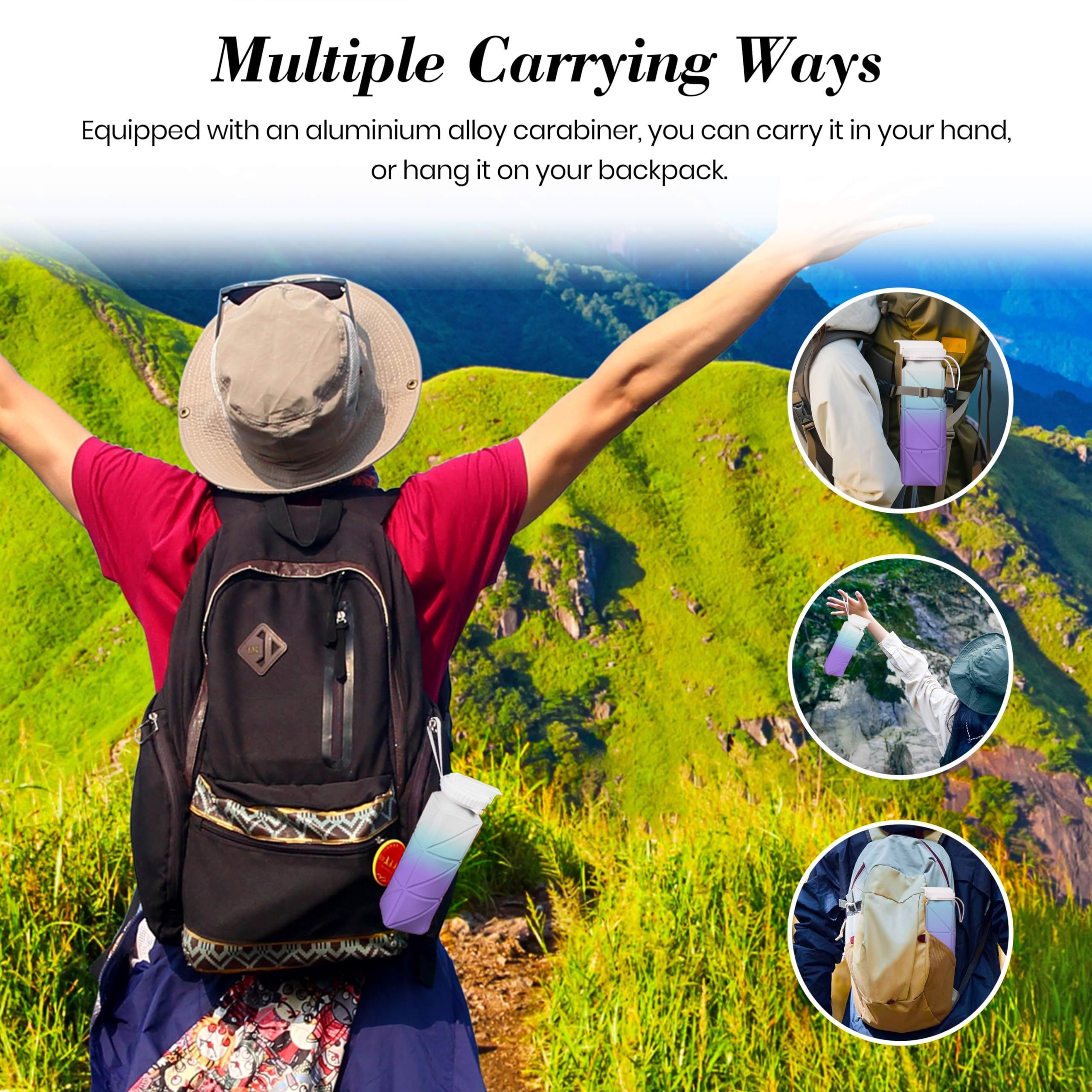 Popdigito Bouteilles D'eau Pliables En Silicone De Qualité Alimentaire