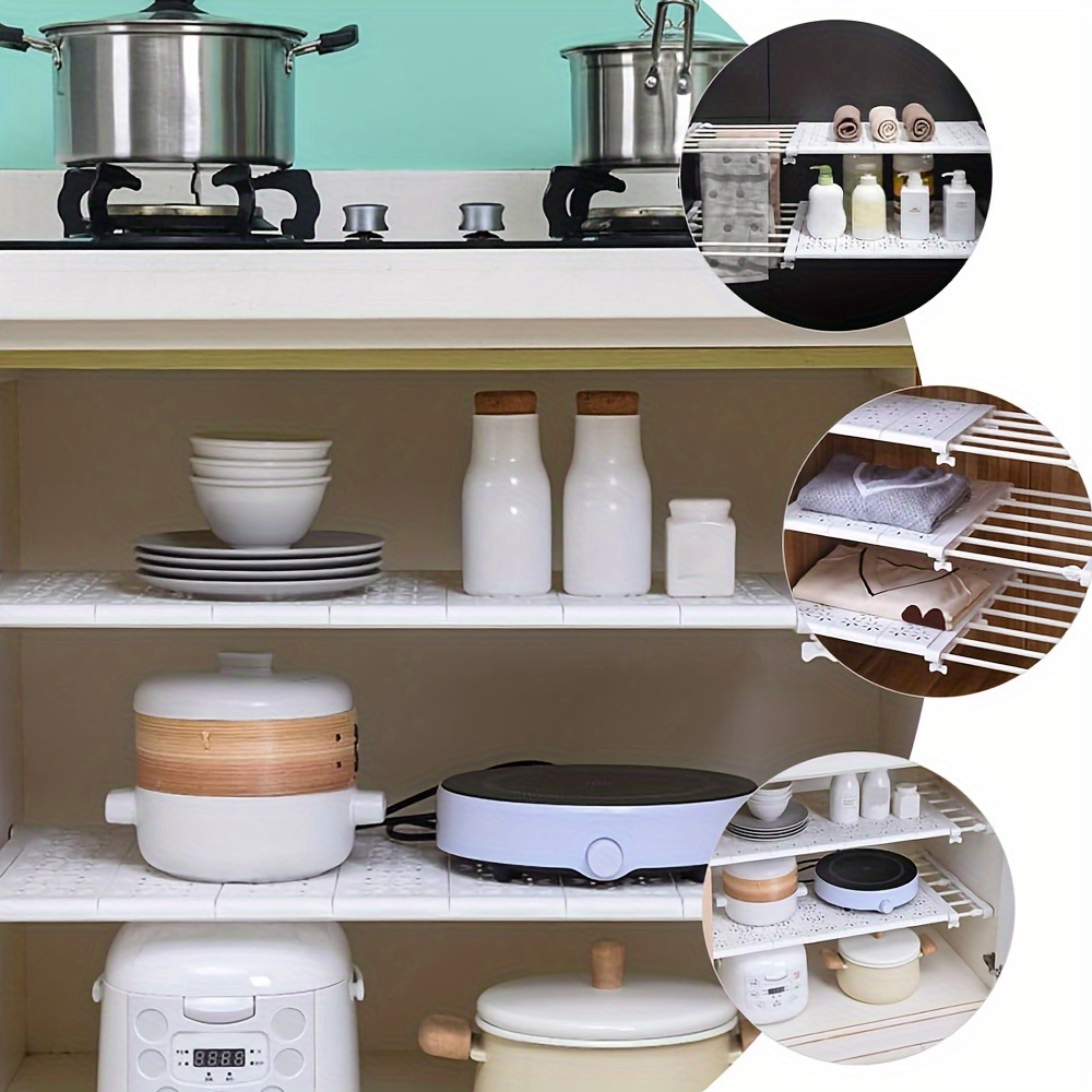 Organizer estraibile a doppio ripiano, cestello scorrevole a forma di R, ripiano regolabile anti-umidà per cucina e bagno, espansore di spazio ad alta capacà, disponibile in nero e bianco | SHEIN ALIA