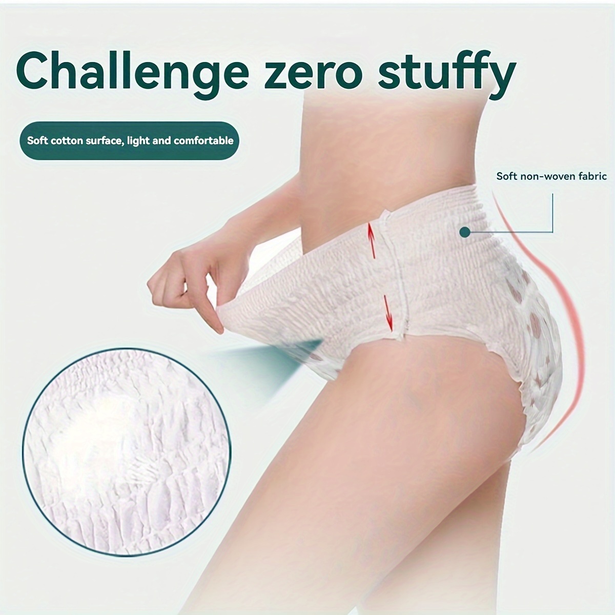 Image of 50-pack Softtouch Menstrual Hygiene Sleep Pants For Women, Breathable Double-layer Design, Instant Suction, Leakproof, Unscented, Single-use Care Pads With Non-migratory - Comfortable Period Underwear