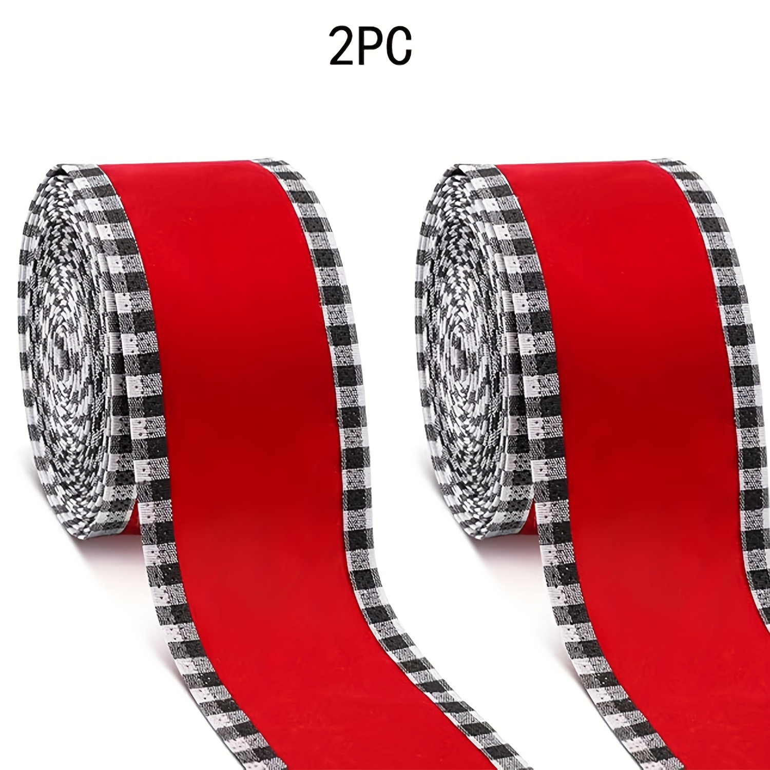 TEMU 2 Rolls, Velvet Wired Ribbon, 2.5 Inch Yards Red Velvet Ribbon With Black Edge Ribbon For Gift Wraping Bows Wreath Crafts, Home Decor Christmas,