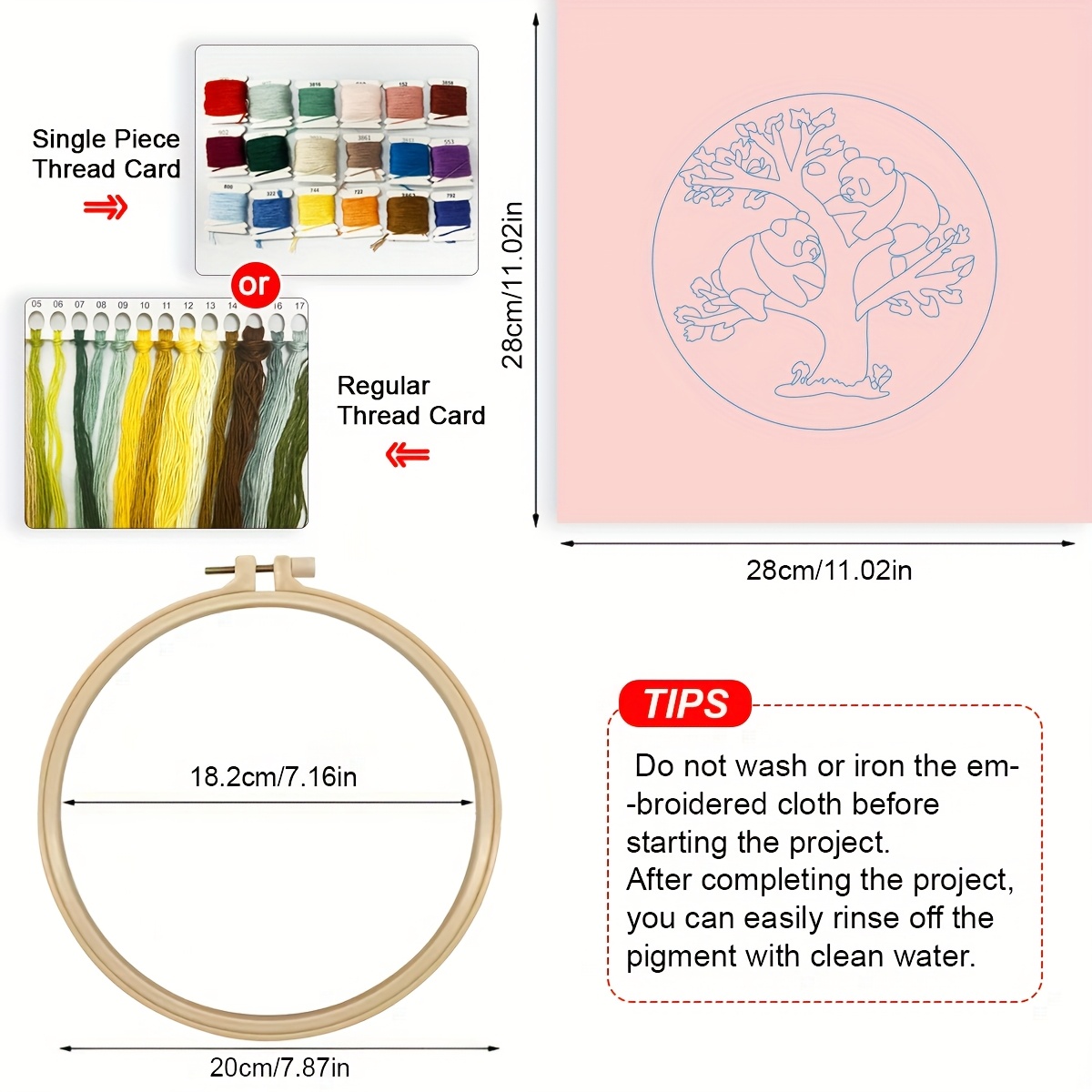 DIY Embroidery Kit with Two Giant Pandas Design