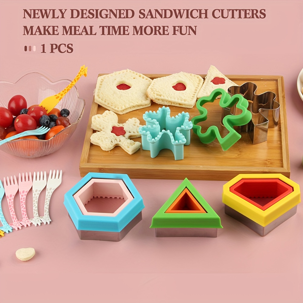 

1pc/3pcs Sandwich Cutter And Sealer Diy , Stainless Steel And Plastic Pastry Cutter, Creative Baking Tools Kitchen Accessories For Lunch Box Decoration, Fun Lunches Kitchen Gadgets