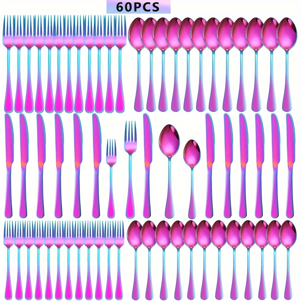 

60pcs Steel Set For 12 , Flatware Set, Dishwasher Safe, Included Knives×12, ×12, Forks×12, ×12, Forks×12 - For Homes, Restaurants And Parties