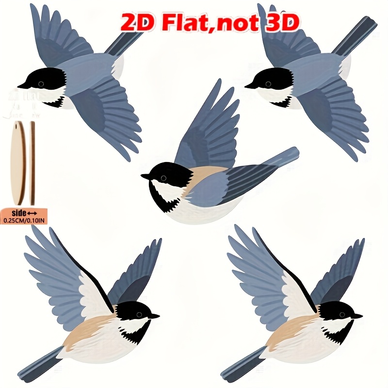 E-shop 5er-Set blaue Holz Vogel Wanddeko, fliegende Holz Vogel Wanddeko Landkunst Skandinavische Kunst Dekoration, geeignet für