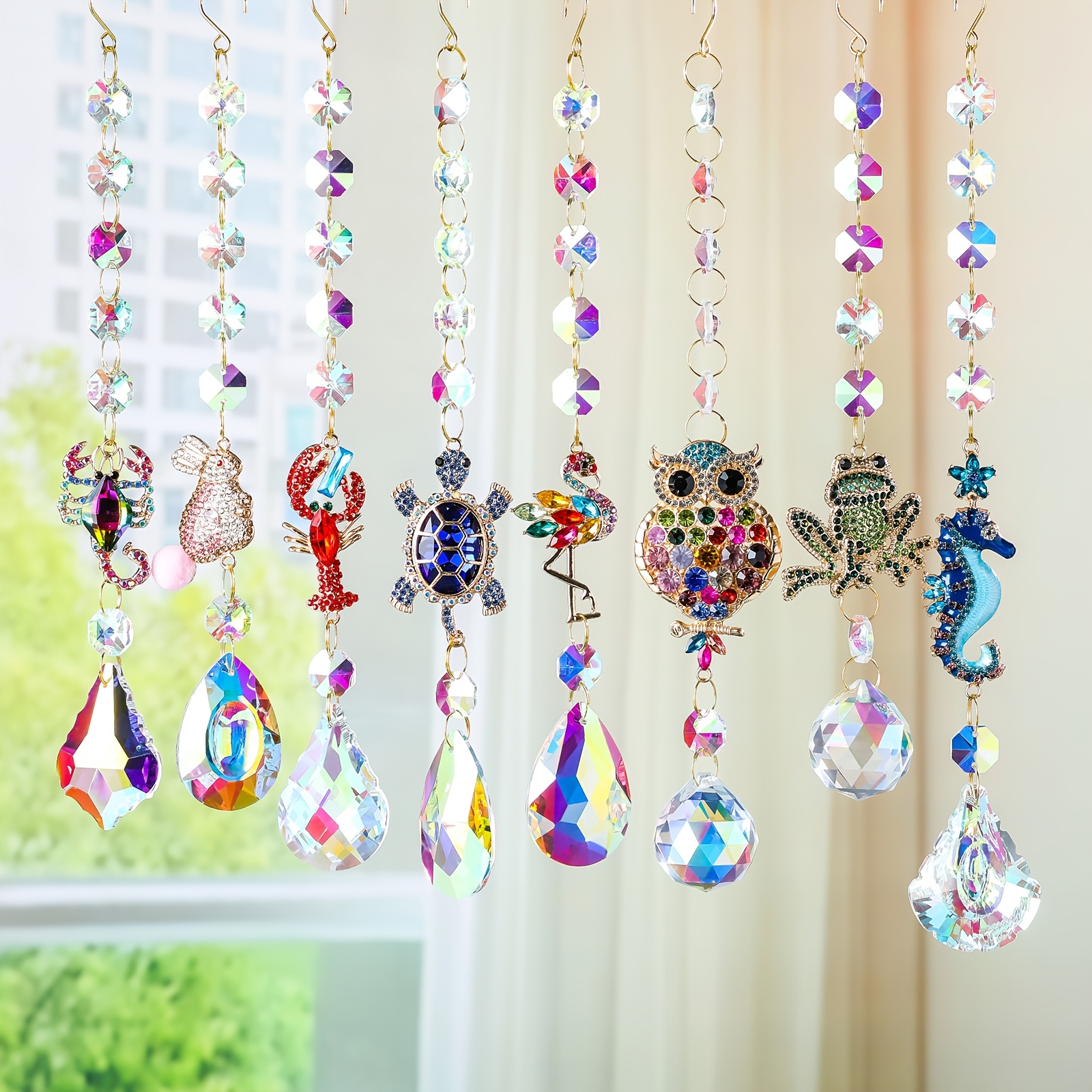 item picture sun catcher artificial crystal suncatcher light luxury pendant   turtle flamingo owl frog pendant ornament home decor window decoration garden home wedding decoration supplies suncatcher   colors crystal hanging ornament indoor  