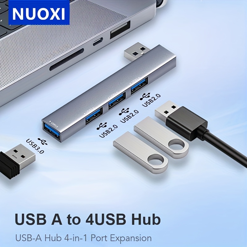 TEMU Usb , 4-port Usb Splitter (1 * 3.0 , 3 * 2.0 Hubs) Usb Extender Suitable For Laptops, Windows Pcs, , Printers, Flash Drives,