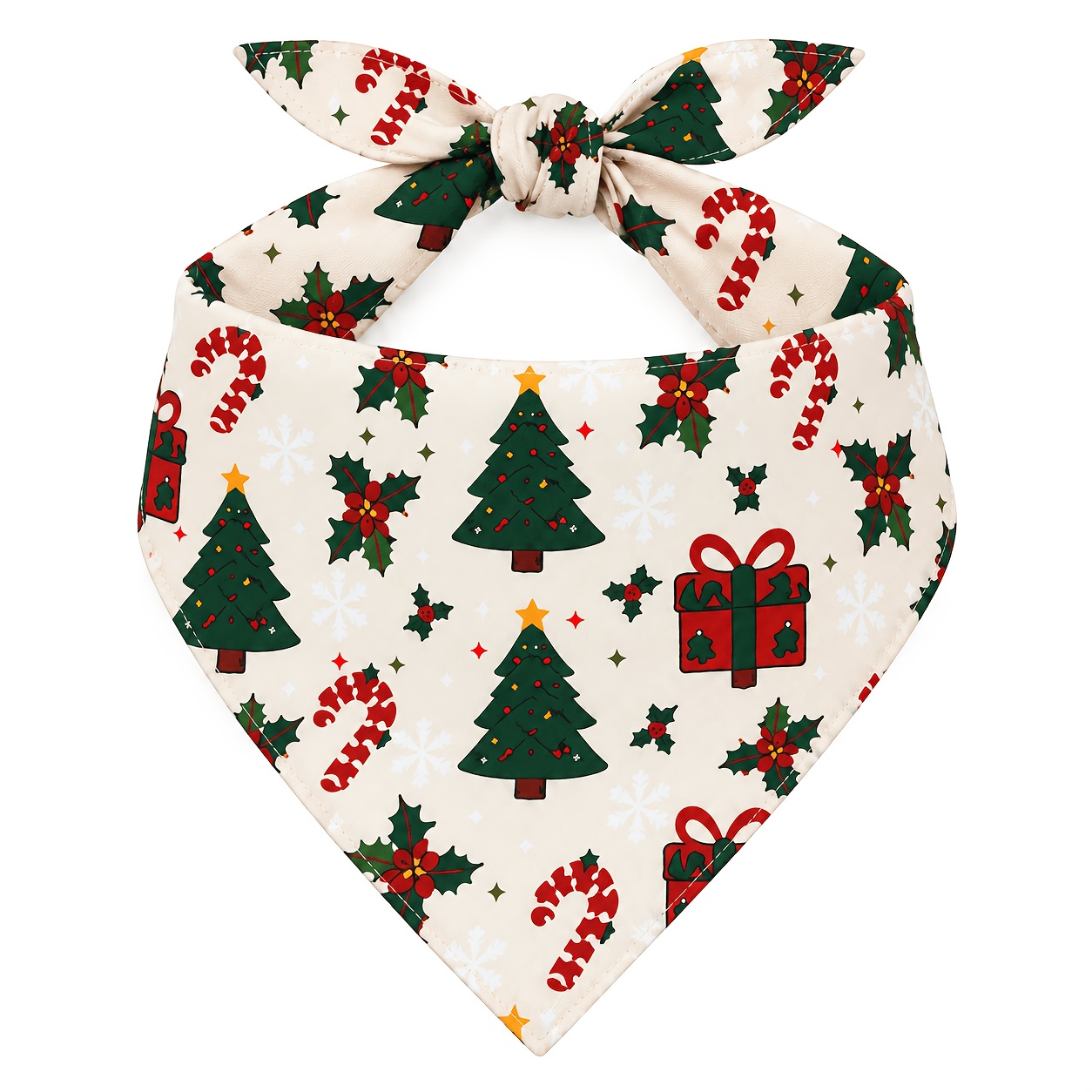 TEMU ™ Christmas Dog Scarf, High-quality Holiday Pet Bandana, Festive Printed Design, Adjustable Tie, Suitable , Parties, And Pet Photography