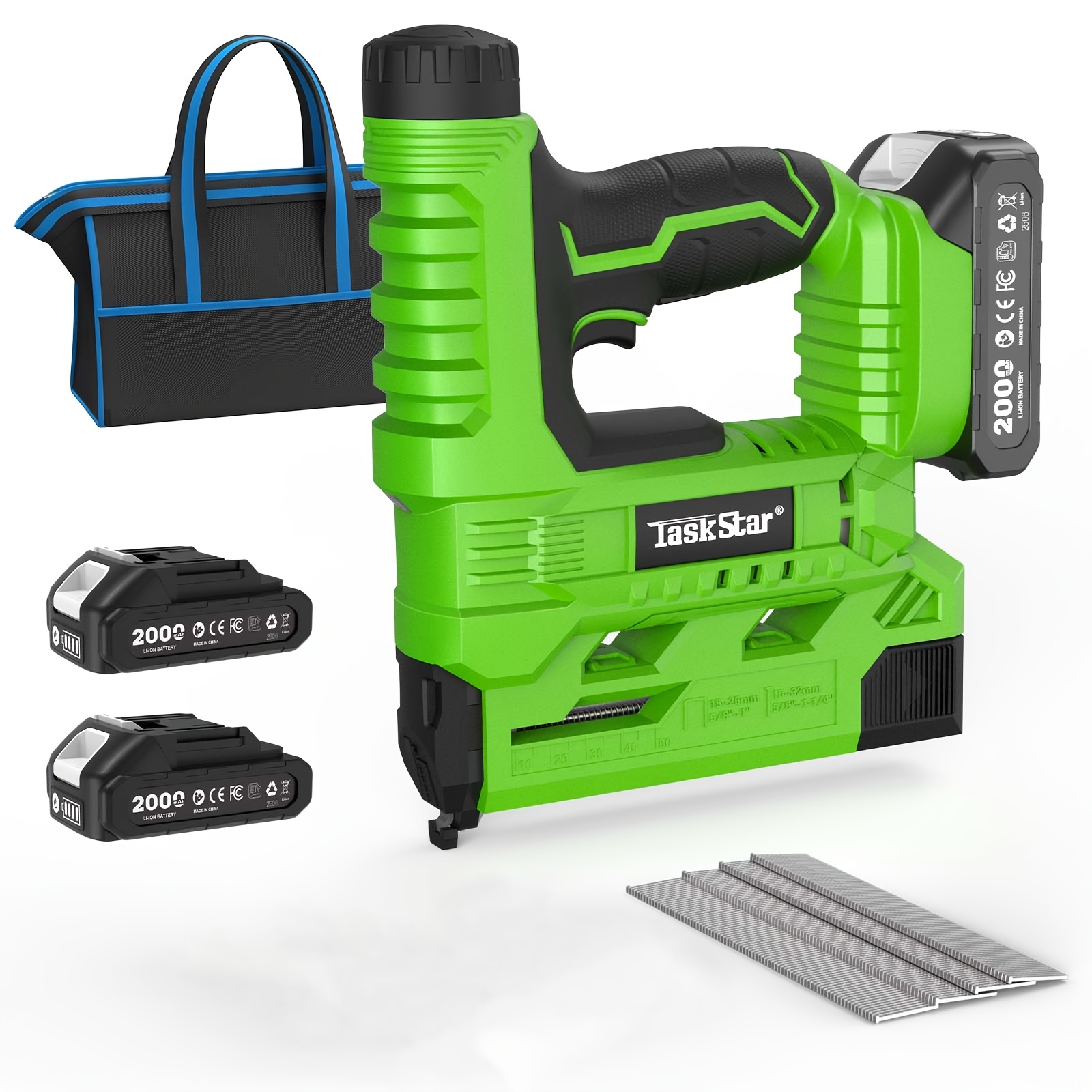 TEMU Taskstar Pro 18G Cloueuse et Agrafeuse Fil 2-en-1 | Technologie -Coincement + Contrôle de Profondeur Précis | Avec 1000 Attaches, 2x2,0Ah,