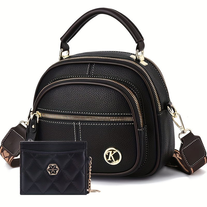

Women's Fashionable Versatile Small Handbag, Multi-pocket Casual Shoulder Crossbody Bag, Layered Design With Adjustable Strap