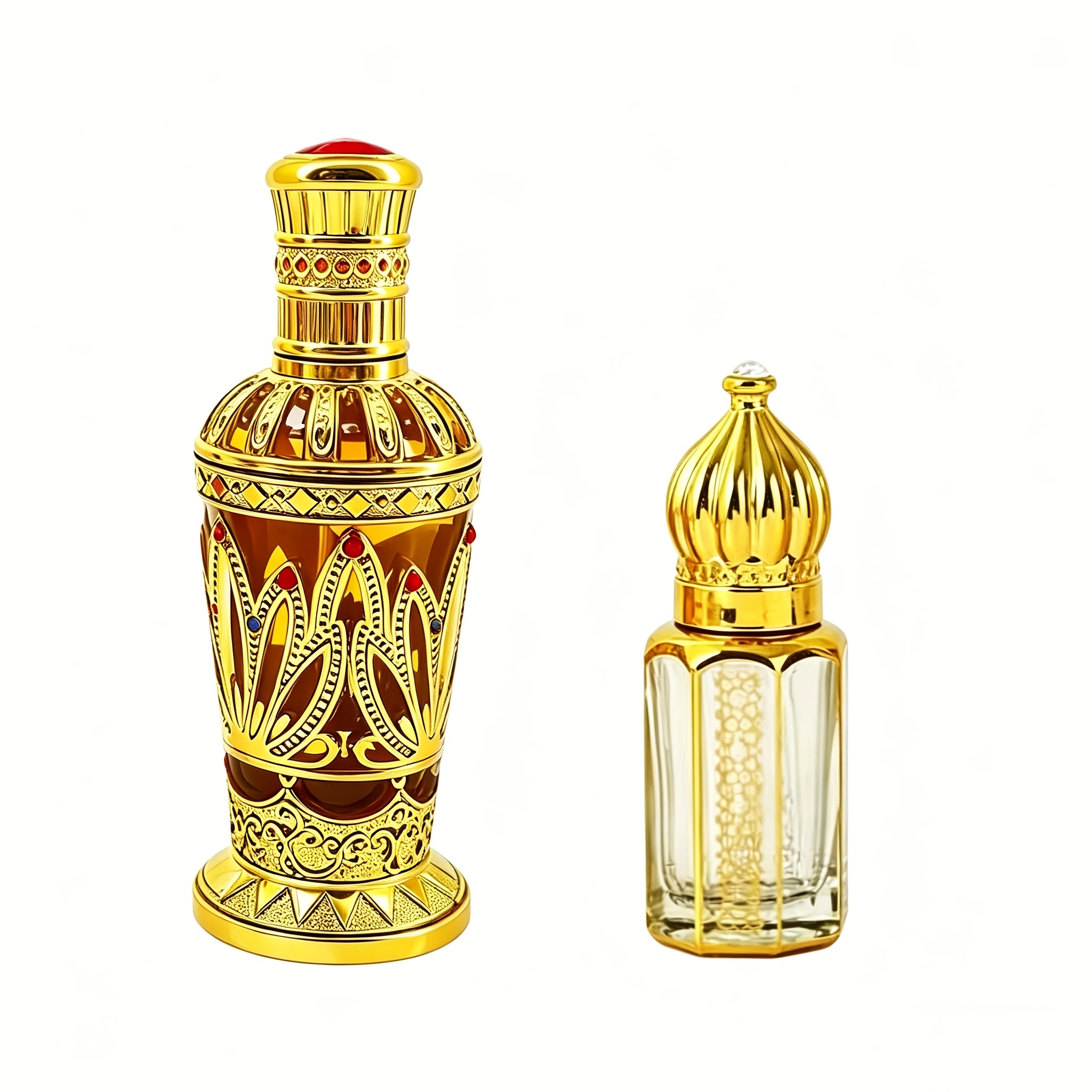 2pcs Middle Eastern Men's And Women's Perfume. Golden Carved , Floral Multi-scents, Long-lasting. Ideal Gift For Christmas, Valentine's Day, New Year
