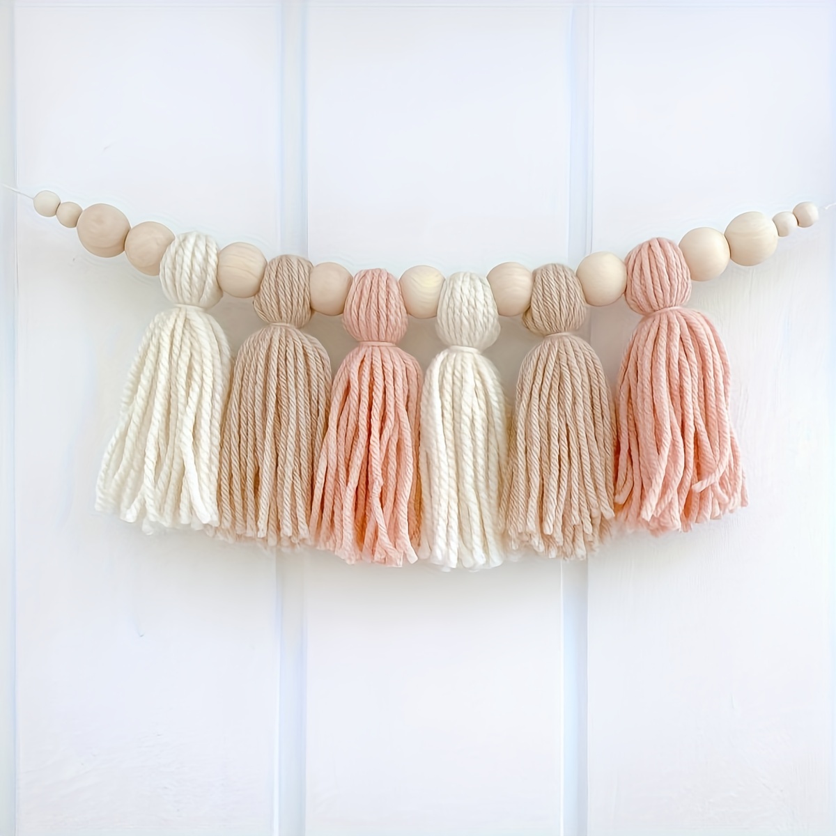 Image of Boho Chic Rainbow Tassel Wreath - Handcrafted Fringe Wall Decor For Nursery, Bedroom, Dorm & More - Perfect For Showers, Birthdays, Weddings & Valentine's Day Mother's Day Teacher's Day Gifts
