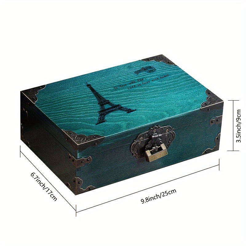 1pc 木製記念品ボックス 装飾木箱ヴィンテージ手作り木製クラフト