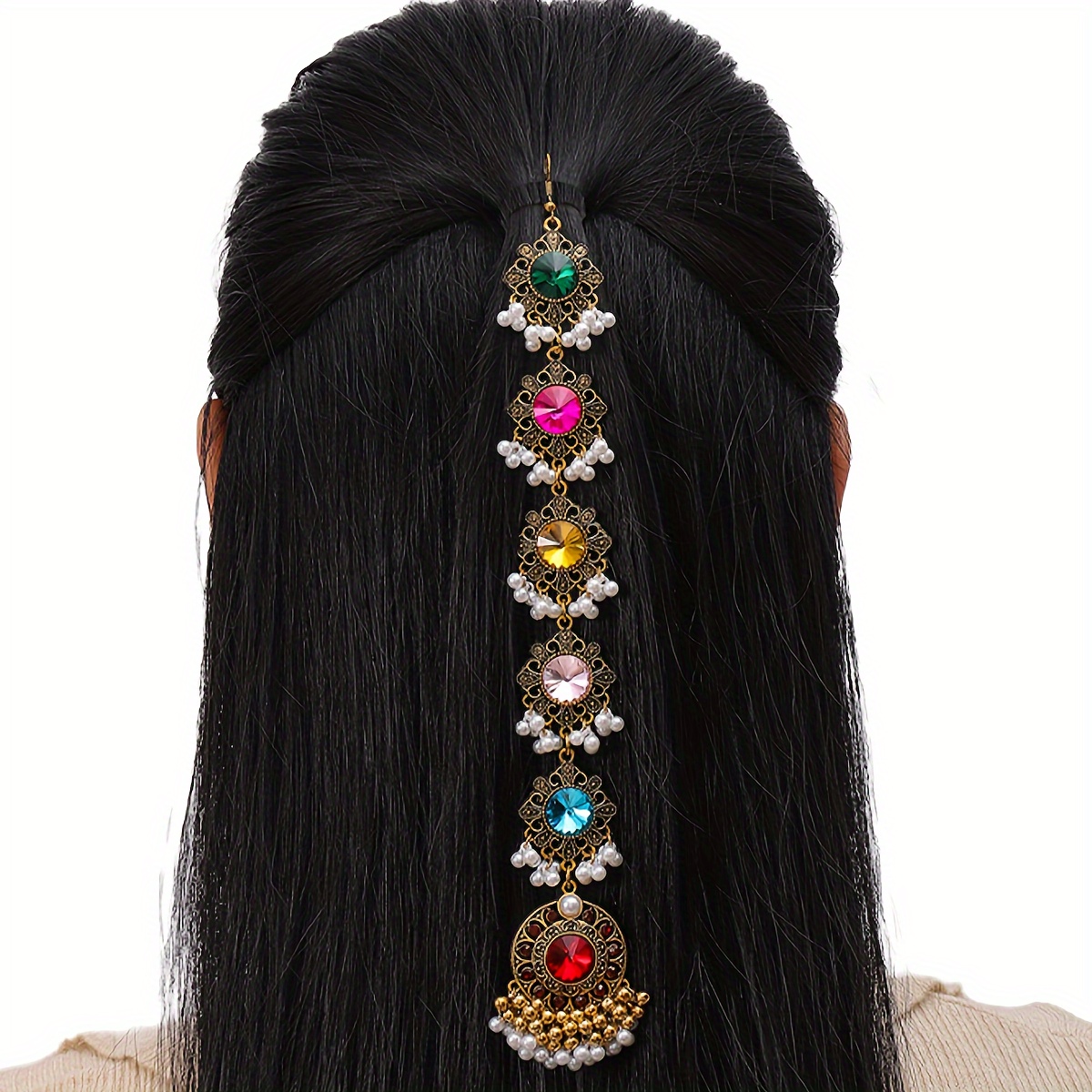 

1pc Stylish Ethnic Retro Style Sparkling Artificial Crystal Tassel Headband Jewelry Hair Accessories Headdress Suitable For Ladies' Daily Wear And Party Gifts